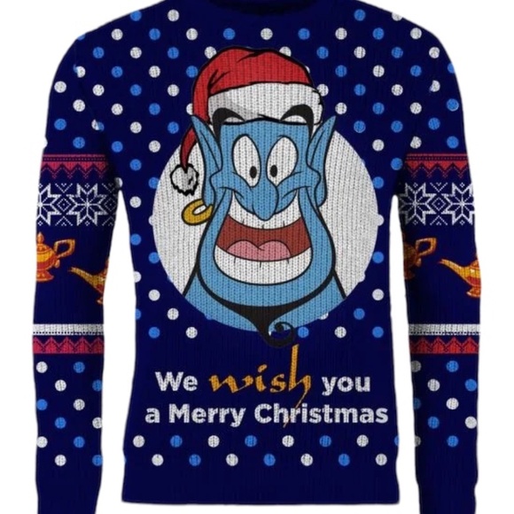 Disney Sweaters - NWOT Unisex Disney Aladdin Ugly Christmas Navy Blue Sweater Size XL